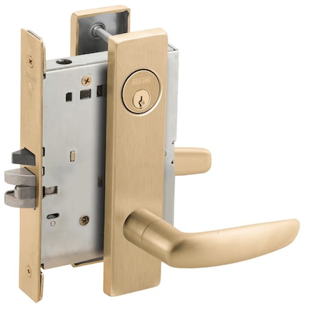 Schlage Grade 1 Storeroom Mortise Lock, Conventional Cylinder, S123 Keyway, 07 Lever, L Escutcheon, Satin Br L9080P 07L 606